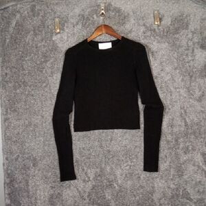 Maria McManus Black Cropped Sweater Cashmere Organic Cotton Blend Womens Xs